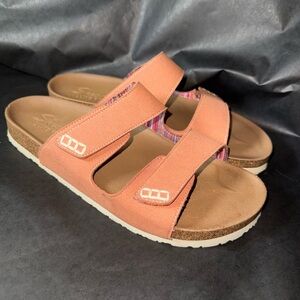 Skechers Luxe Foam Adjustable Slide Sandals Peach Coral Womens 10